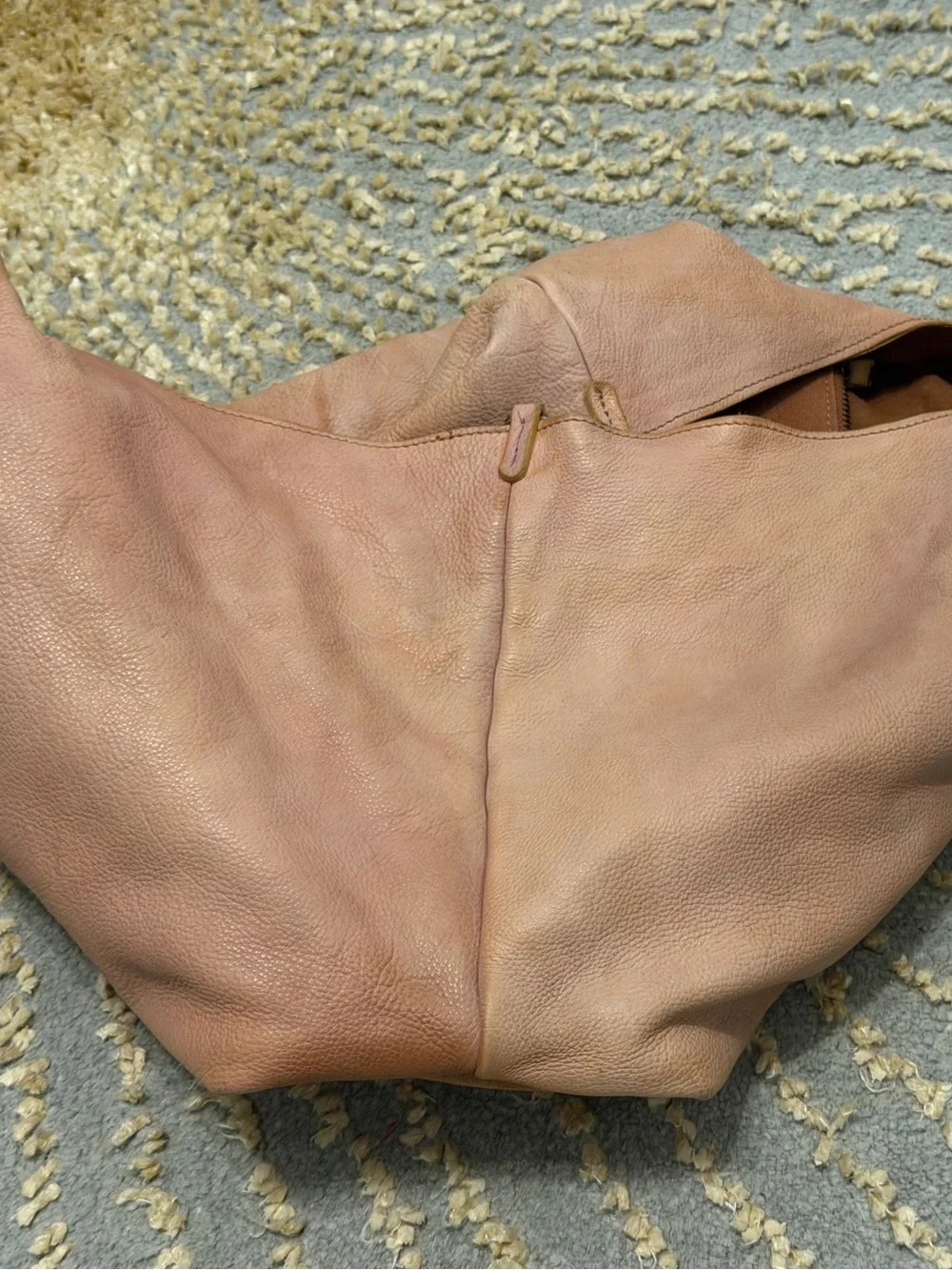 Free People Tivoli Leather Tote Bag Tan NWOT Pebbled Leather Slouchy Tote - Picture 13 of 16